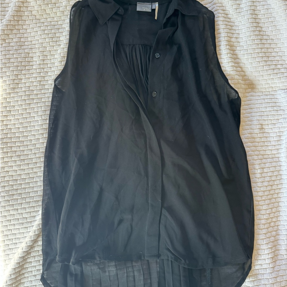 Sparkle & Fade Sheer Black Sleeveless Blouse